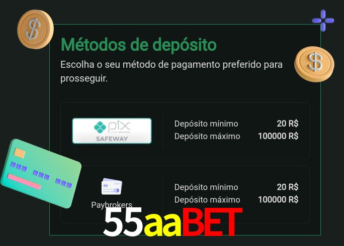 O cassino 55aabet oferece uma grande variedade de métodos de pagamento